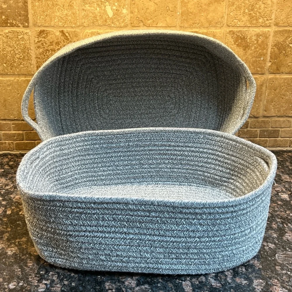 Woven Cotton Rope Storage Basket - Set of 2